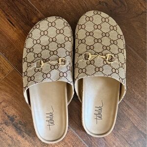 Shop Tallulah Canvas Horsebit Slides with Gold Bit Accent